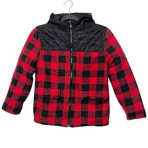TUCKER TATE Red Plaid Hooded Zip Jacket M